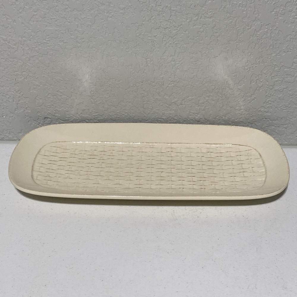 Pfaltzgraff Hamptons Basket Weave Bread Cracker Serving Tray Dish 16.5 X 7.5